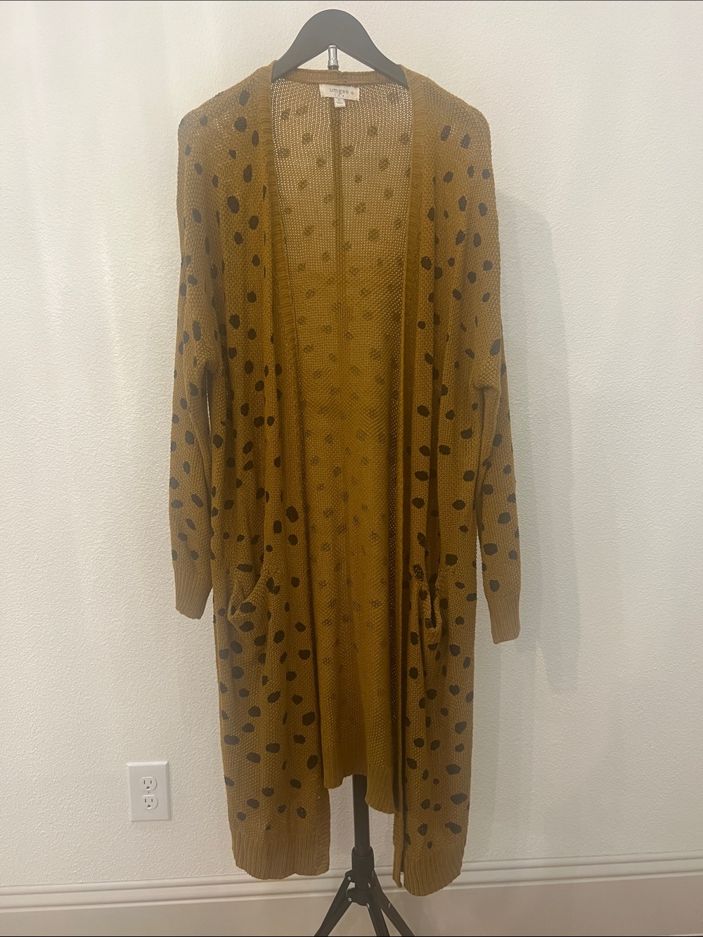 Umgee Mustard Open Knit Cardigan